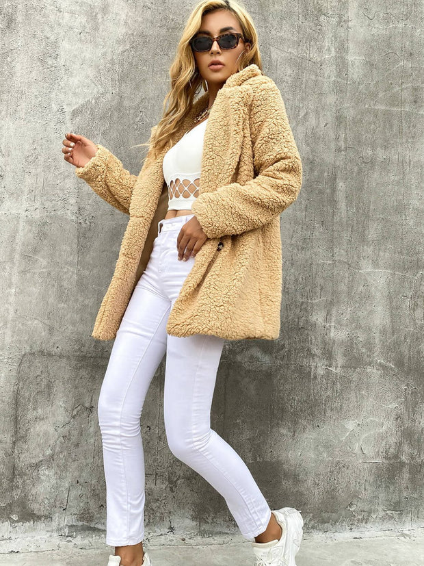 Buttoned Longline Sherpa Jacket