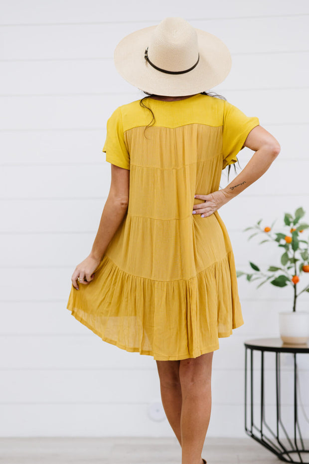 Davi & Dani Greater Good Full Size Half-Button Mini Dress