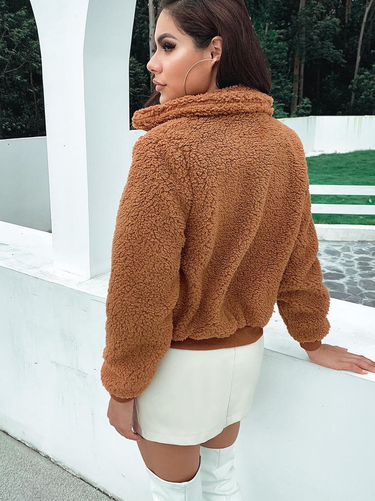 Zip Up Collared Sherpa Jacket