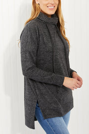 Zenana Full Size Brushed Funnel Neck Sweater