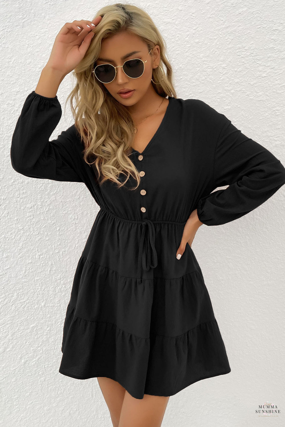 Tie Front Tiered Mini Dress