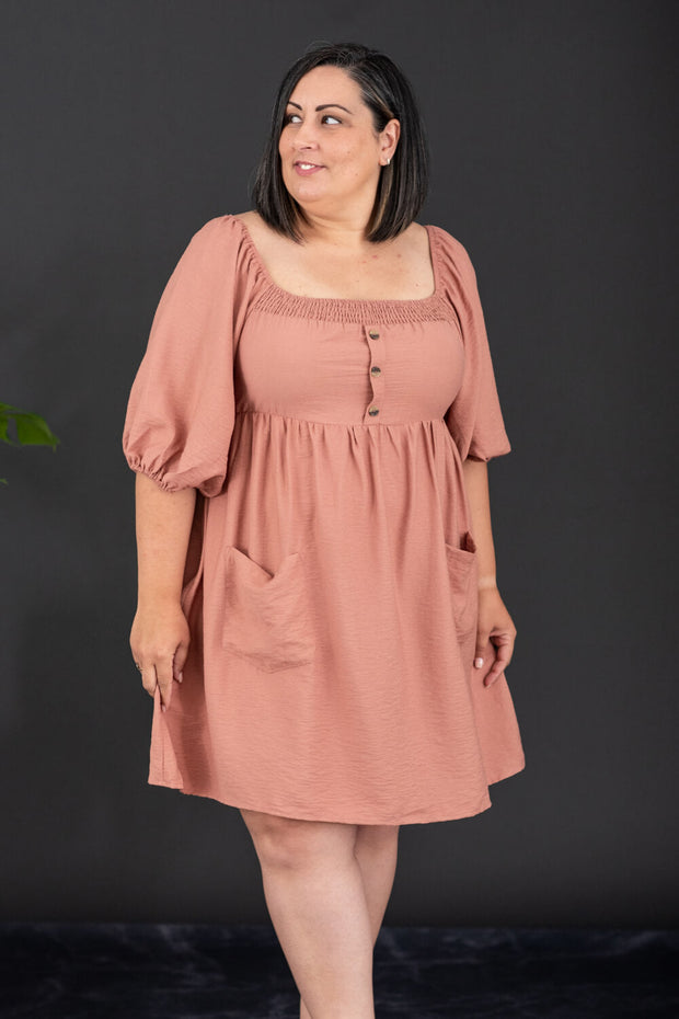 GeeGee I Promise Full Size Puff Sleeve Dress