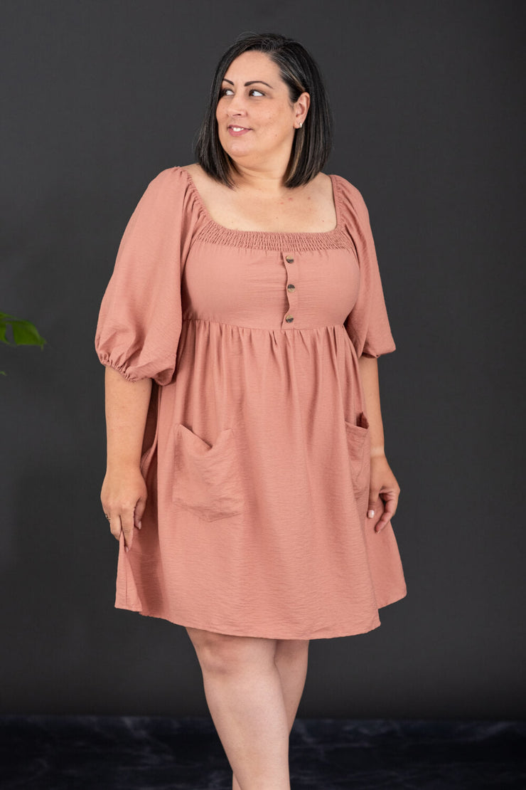 GeeGee I Promise Full Size Puff Sleeve Dress