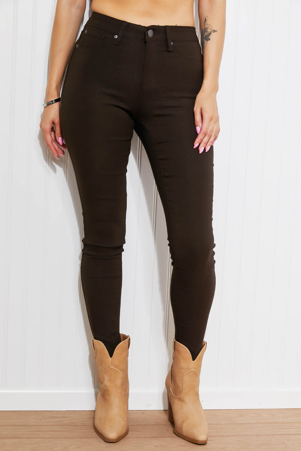 YMI Jeanswear Kate Hyper-Stretch Full Size Mid-Rise Skinny Jeans in Clove
