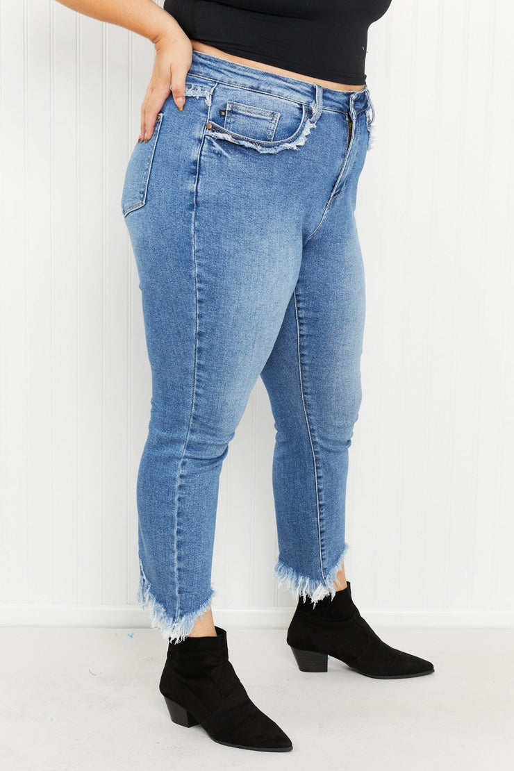 Judy Blue Charlie Full Size Fringe Pocket Slim Jeans