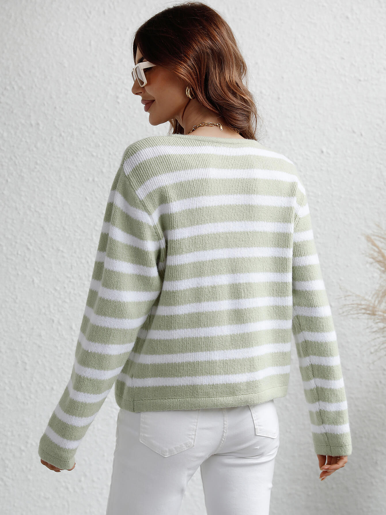 Striped Button Front Cardigan