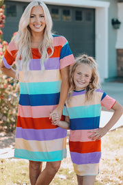 Girls Color Block Side Slit Mini Dress