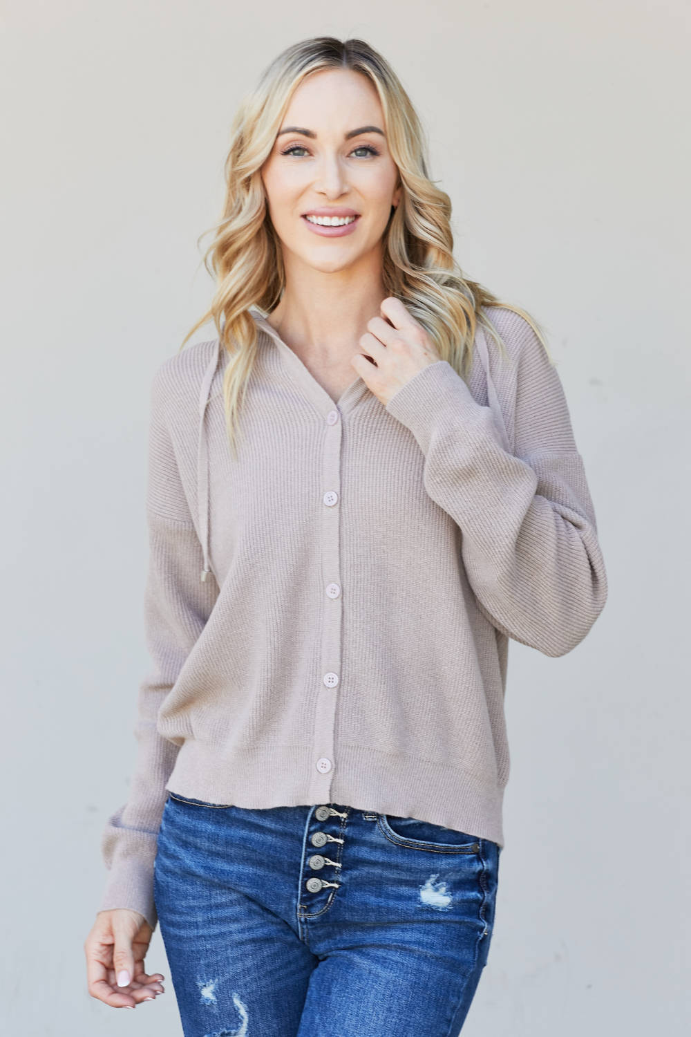 Heimish Apple Crisp Full Size Hooded Cardigan