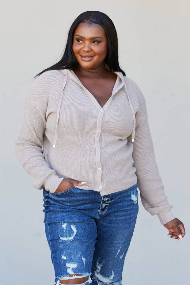 Heimish Apple Crisp Full Size Hooded Cardigan