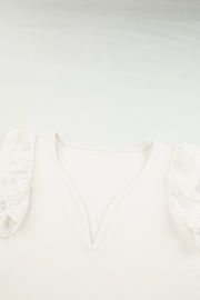 Deep V Lace Butterfly Sleeve Top