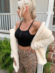 Buttoned Longline Sherpa Jacket