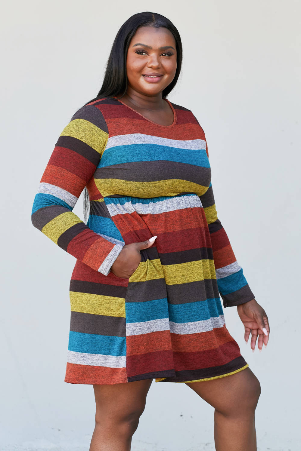Heimish Full Size Striped Pleated Dress