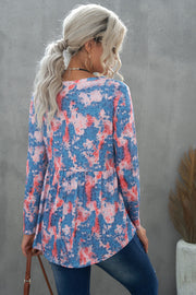 Leopard and Tie-Dye Print Ruffle Hem Top