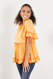 Hailey & Co Our Song Full Size Ruffled Babydoll Top
