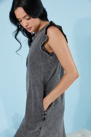 Sew In Love Cascade Springs Full Size Acid Wash Dress in Black