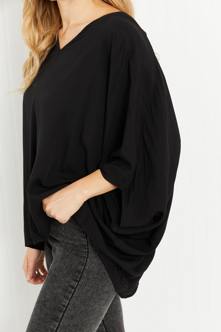 Andree by Unit Full of Charm Full Size Poncho Style Woven Top