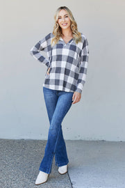 Sew In Love Full Size Plaid Drawstring Hoodie
