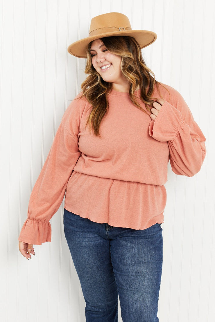 Acting Pro Slightly Sassy Full Size Ribbed Peplum Top