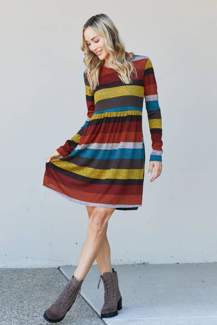 Heimish Full Size Striped Pleated Dress