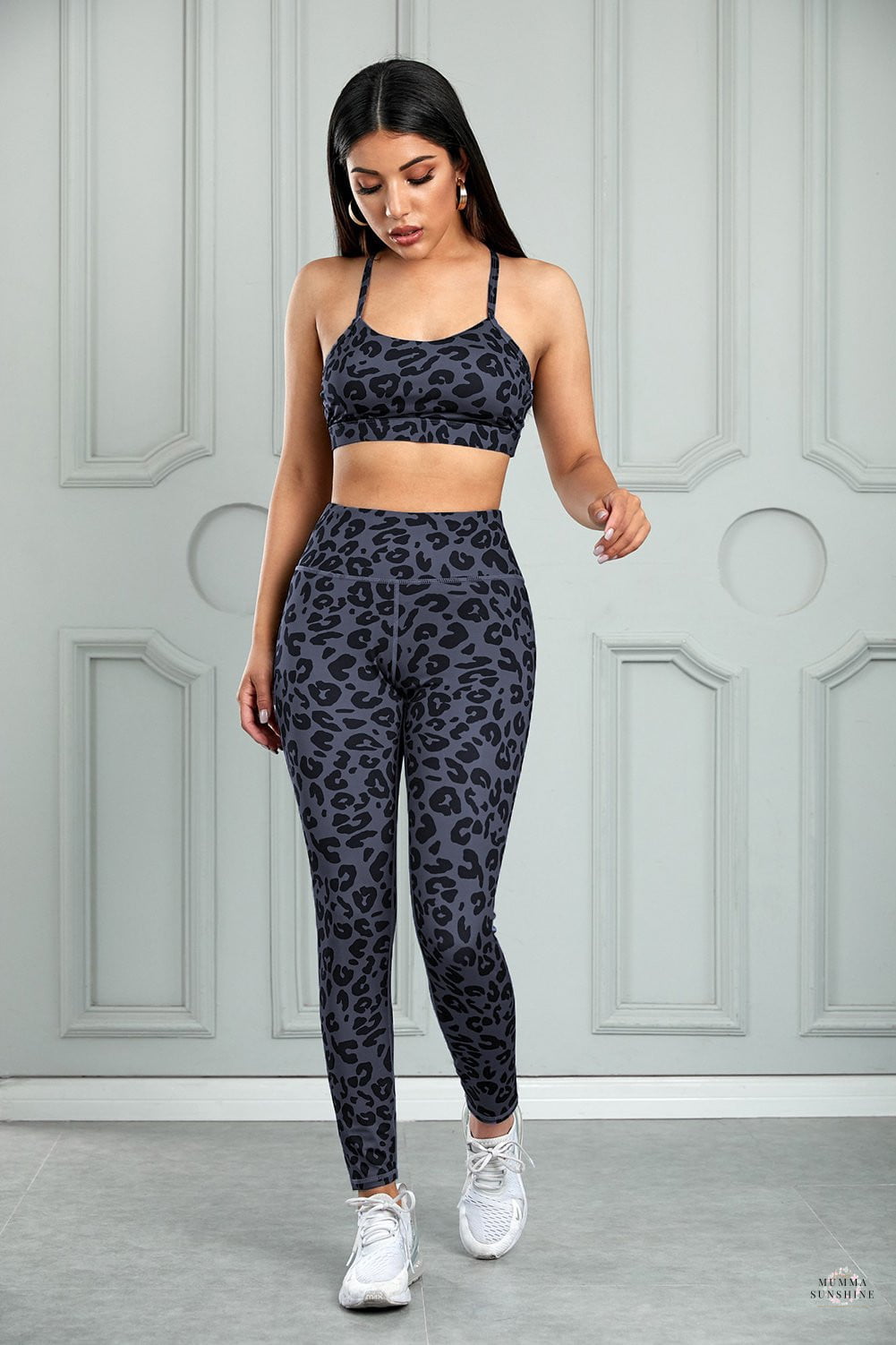 Leopard Sports Crop and Leggings Set