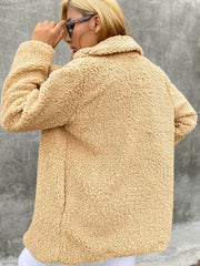 Buttoned Longline Sherpa Jacket