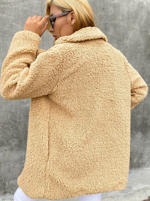Buttoned Longline Sherpa Jacket