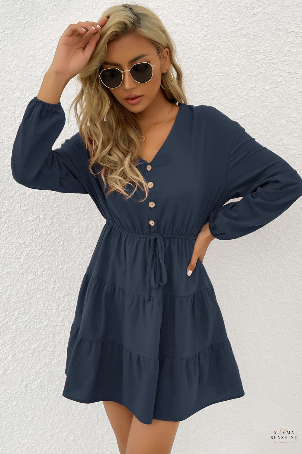 Tie Front Tiered Mini Dress