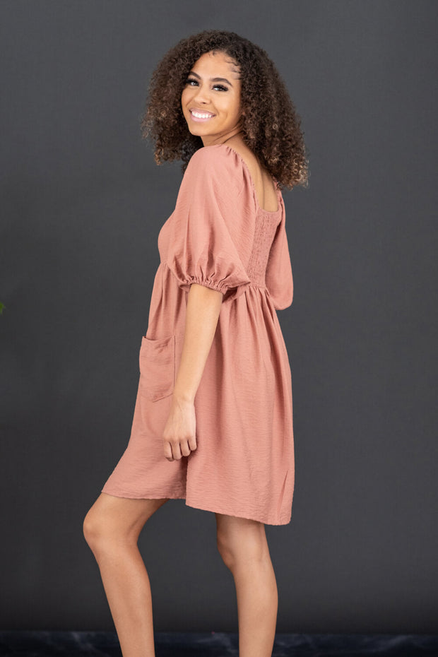 GeeGee I Promise Full Size Puff Sleeve Dress
