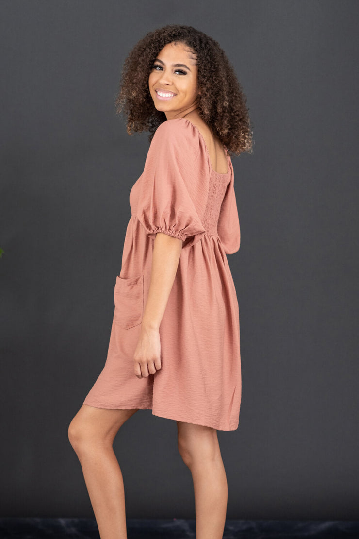 GeeGee I Promise Full Size Puff Sleeve Dress