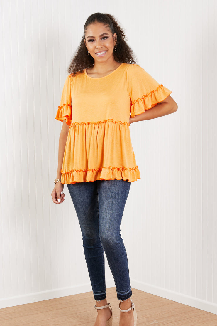 Hailey & Co Our Song Full Size Ruffled Babydoll Top