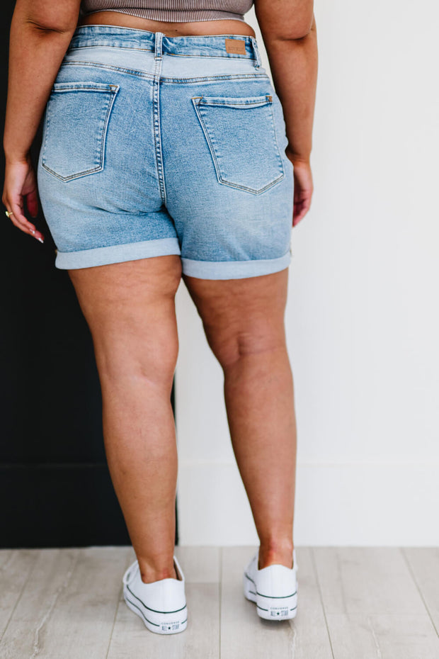 Judy Blue Twice As Much Full Size Run Two-Tone Shorts