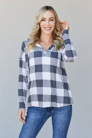 Sew In Love Full Size Plaid Drawstring Hoodie
