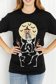 Lotus Fashion Halloween Dancing Skeletons Short Sleeve Tee Shirt