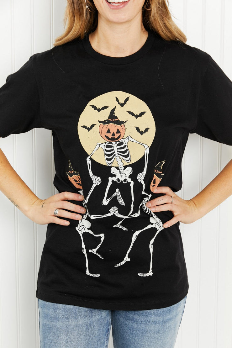 Lotus Fashion Halloween Dancing Skeletons Short Sleeve Tee Shirt