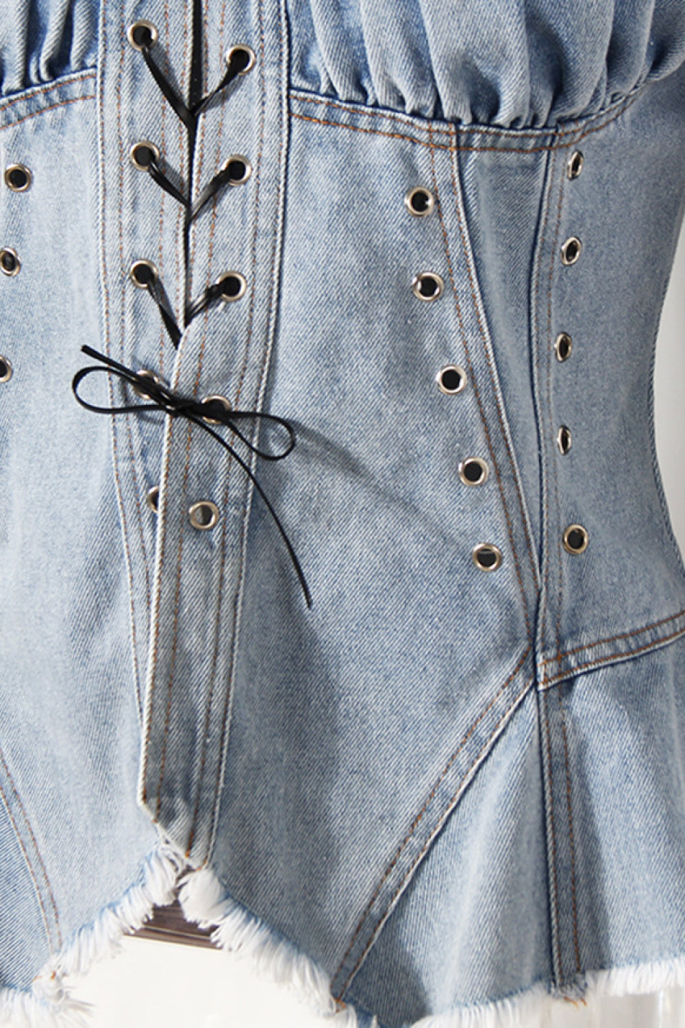 Dream Architect Lace-Up Denim Top