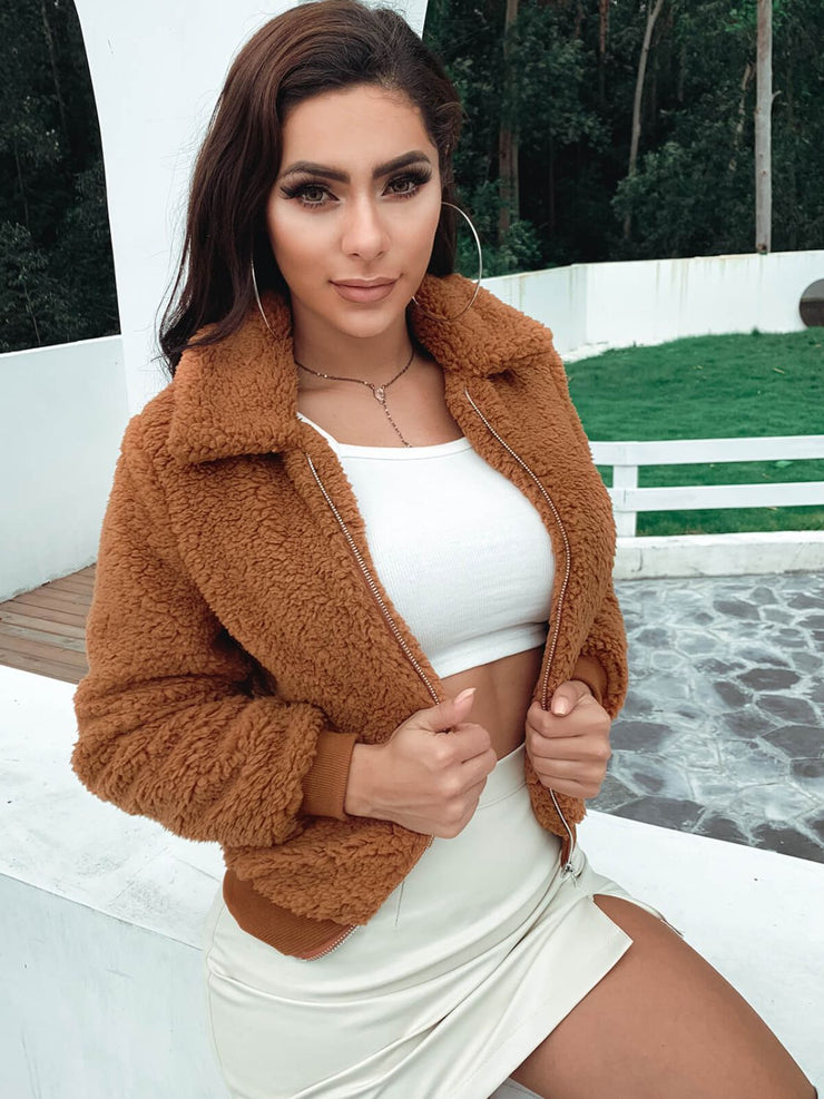 Zip Up Collared Sherpa Jacket