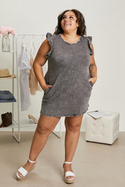 Sew In Love Cascade Springs Full Size Acid Wash Dress in Black