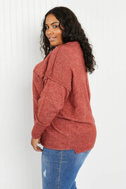 Zenana Forest in Fall Full Size High-Low Hem Pocket Sweater