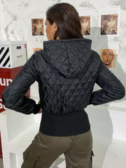 Quilted Zip Up Hooded Jacket