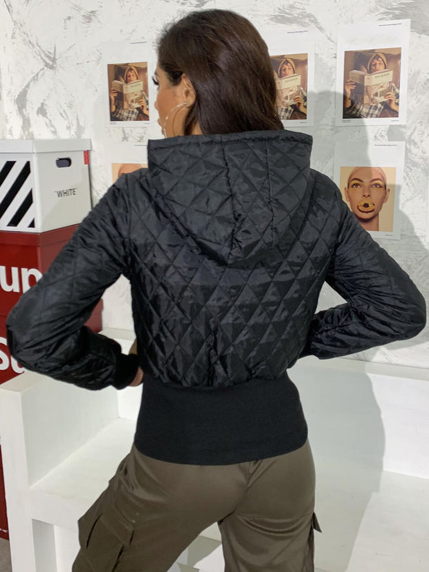 Quilted Zip Up Hooded Jacket
