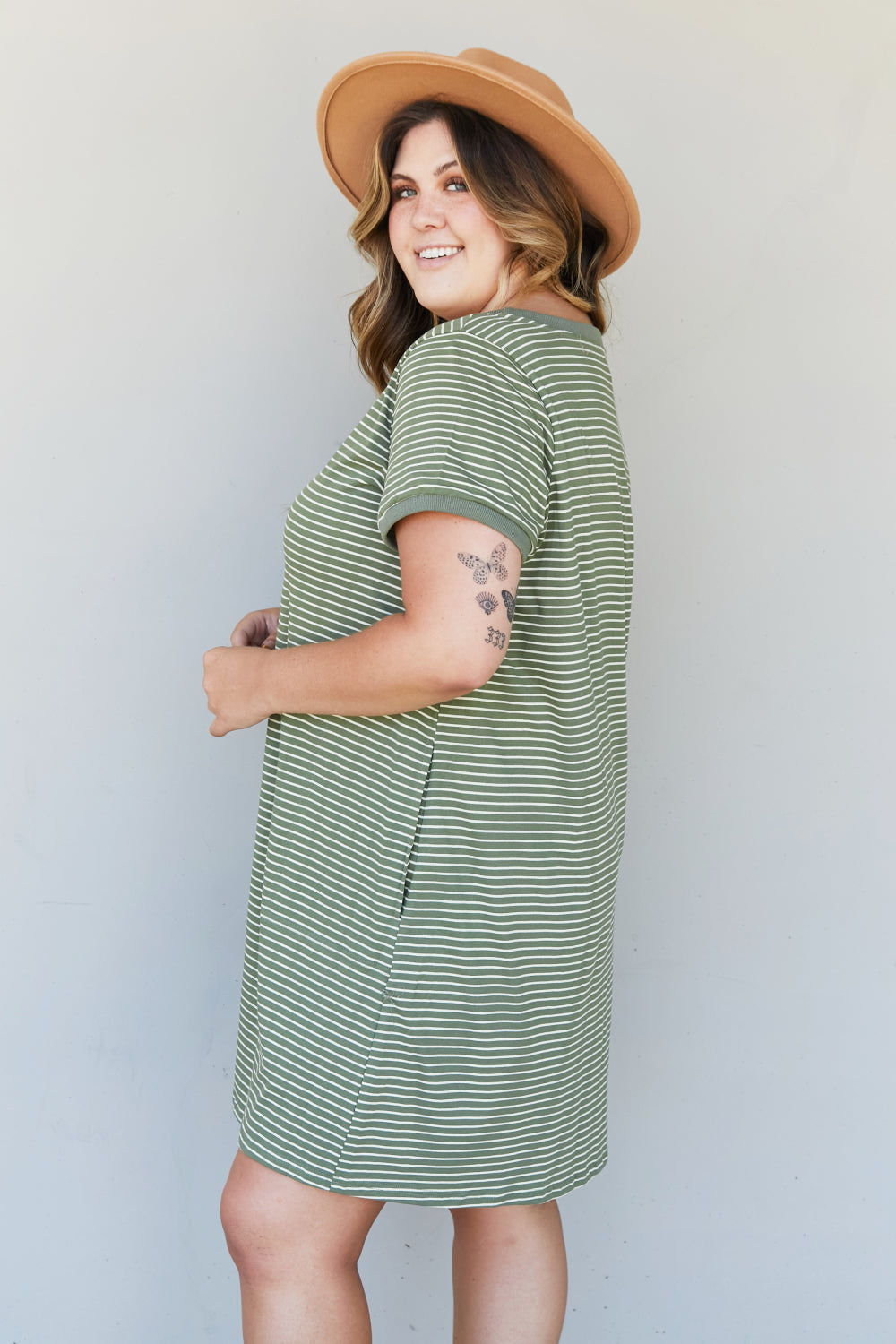 Cotton Bleu Simplicity is Best Full Size Striped T-Shirt Dress