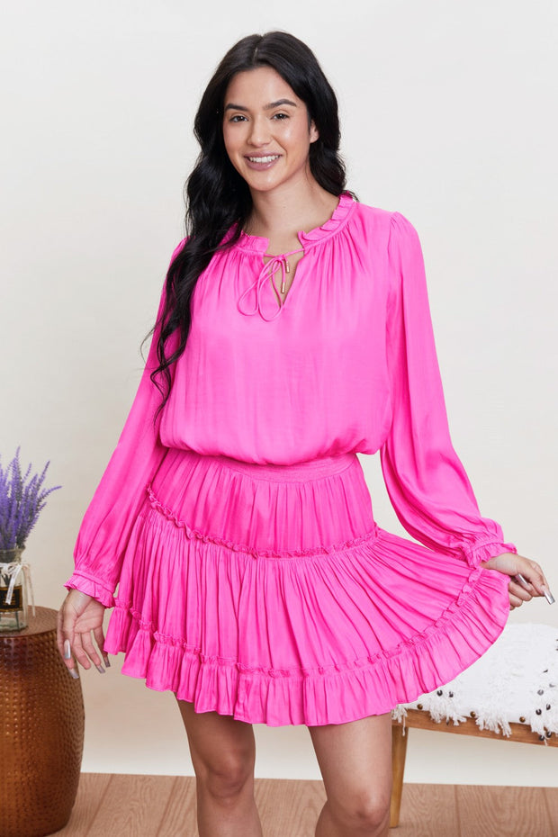 Skies Are Blue Making Waves Full Size Tiered Mini Dress