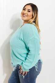 Sew In Love Uptown Girl Full Size Distressed Sweater