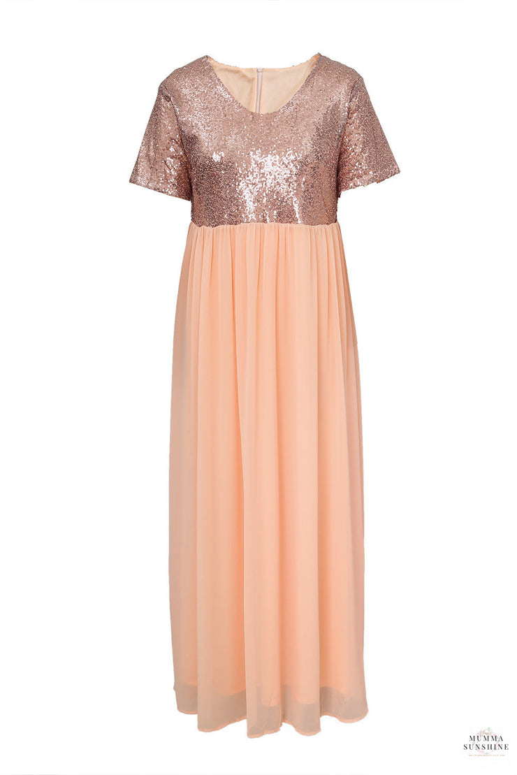 Plus Size Sequined Spliced Maxi Dress