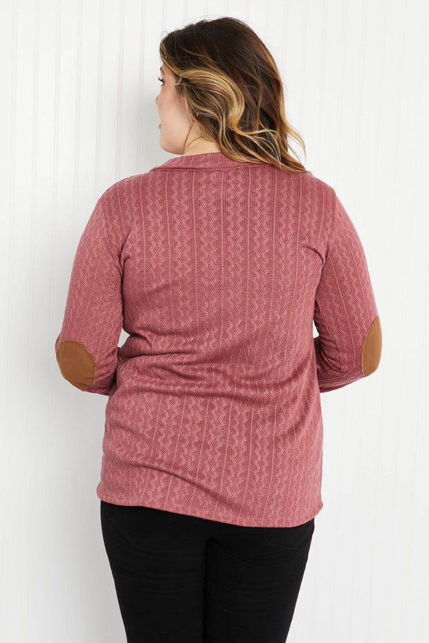 Heimish 'Round the Fire Cable-Texture Henley with Elbow Patches