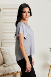 White Birch Fifth and Broadway Full Size Flutter Sleeve Top