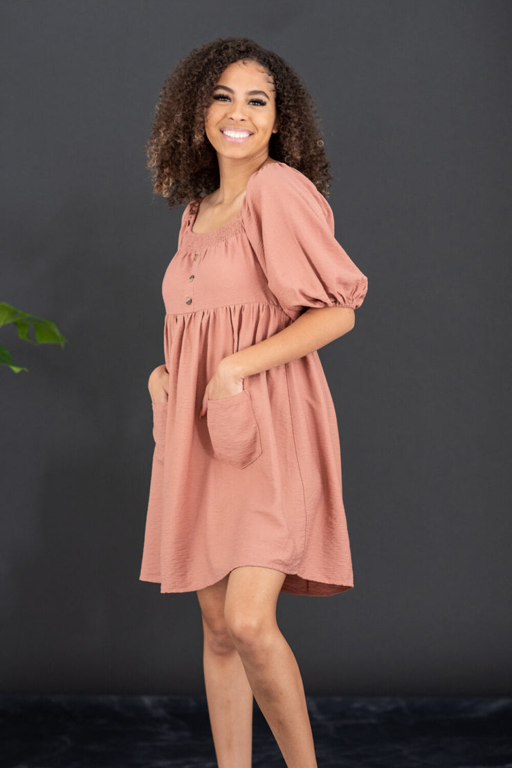 GeeGee I Promise Full Size Puff Sleeve Dress