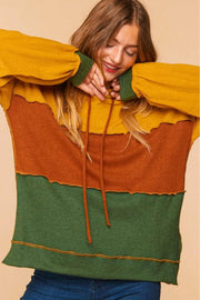 Haptics Color Block Side Slit Exposed Seam Hoodie