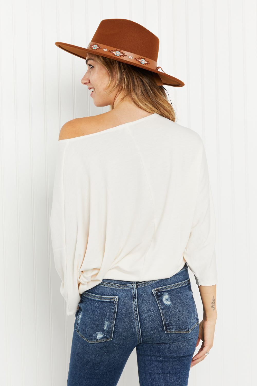 Andree by Unit Toasting Almonds Full Size Dolman Sleeve Knit Top