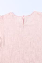 Textured Flutter Sleeve Keyhole Blouse